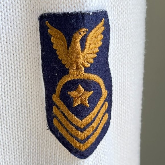 Ralph Lauren Lauren Jeans Co Cream & Navy Military Patch Pullover Sweater Large - Picture 5 of 11